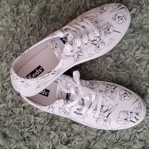 NWOT White floral Keds, Size 9